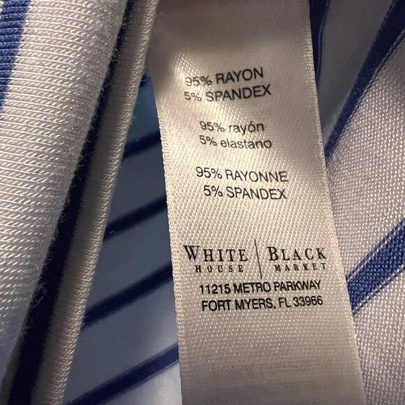 😊 3/$30 WHBM Striped Scoop Neck Short Sleeve Tee Rayon White & Blue - Picture 9 of 12